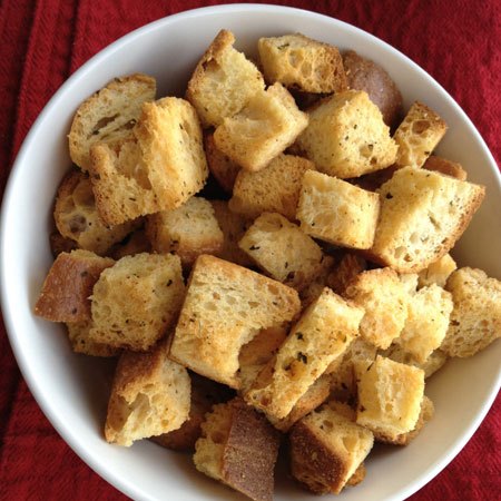 homemade croutons.