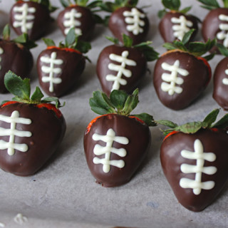 (laces out!) chocolate-covered football strawberries